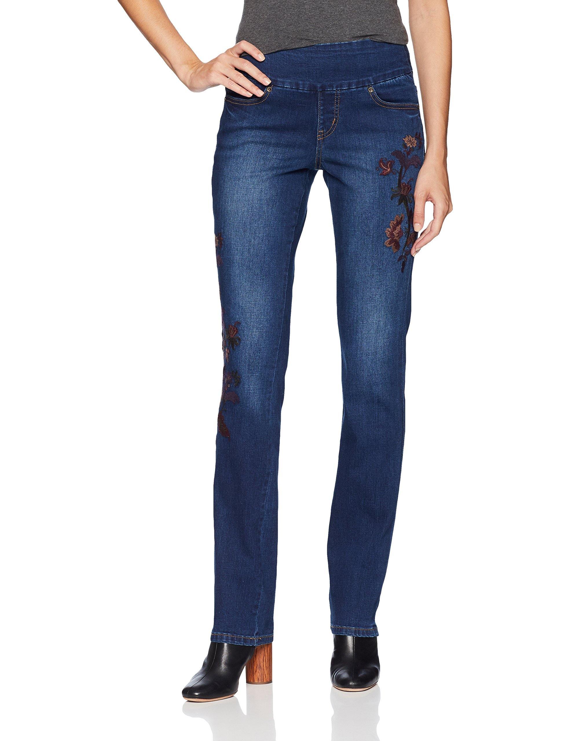 Jag Jeans Women's Peri Straight Pull on Jean with Embroidery