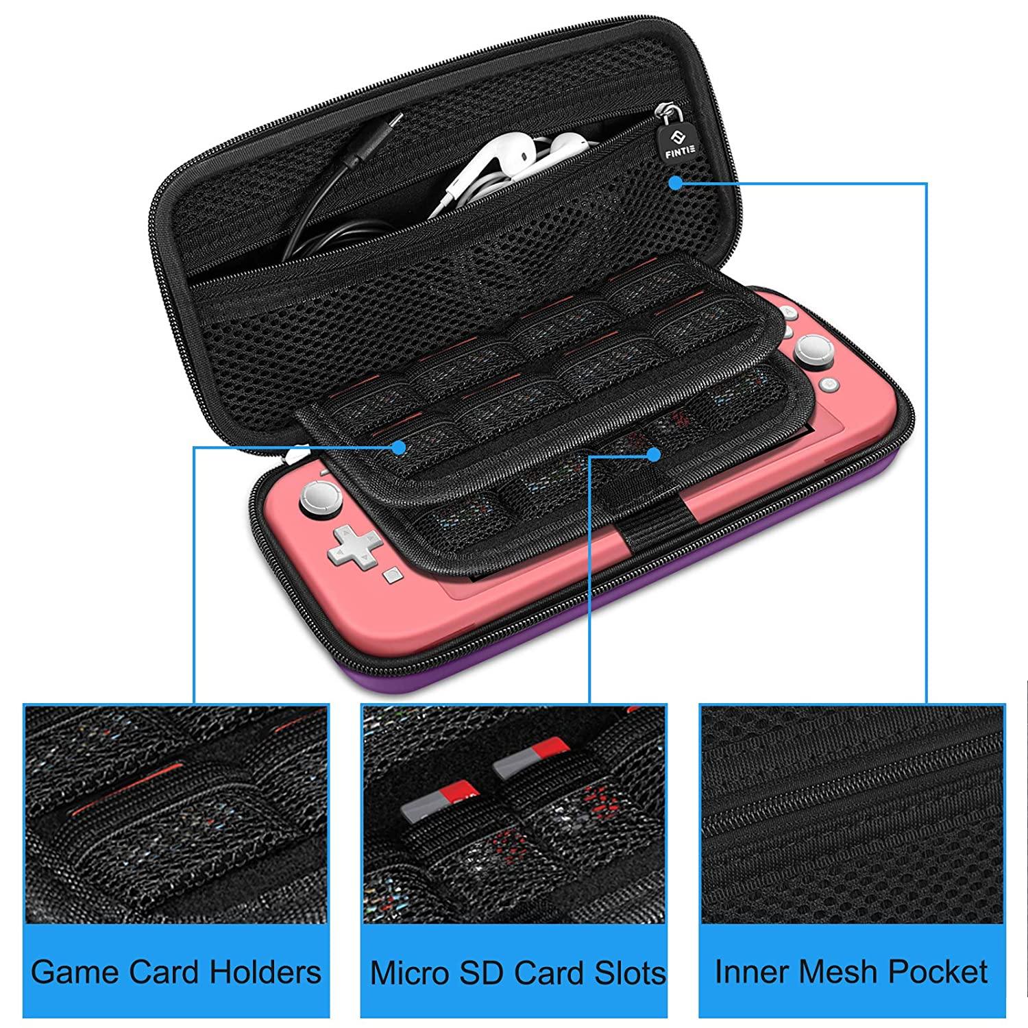 Fintie Carry Case for Nintendo Switch Lite 2019 - [Shockproof] Hard Shell Protective Cover Bag with 15 Game Card/2 Micro SD Card Slots - JOY2ESpree
