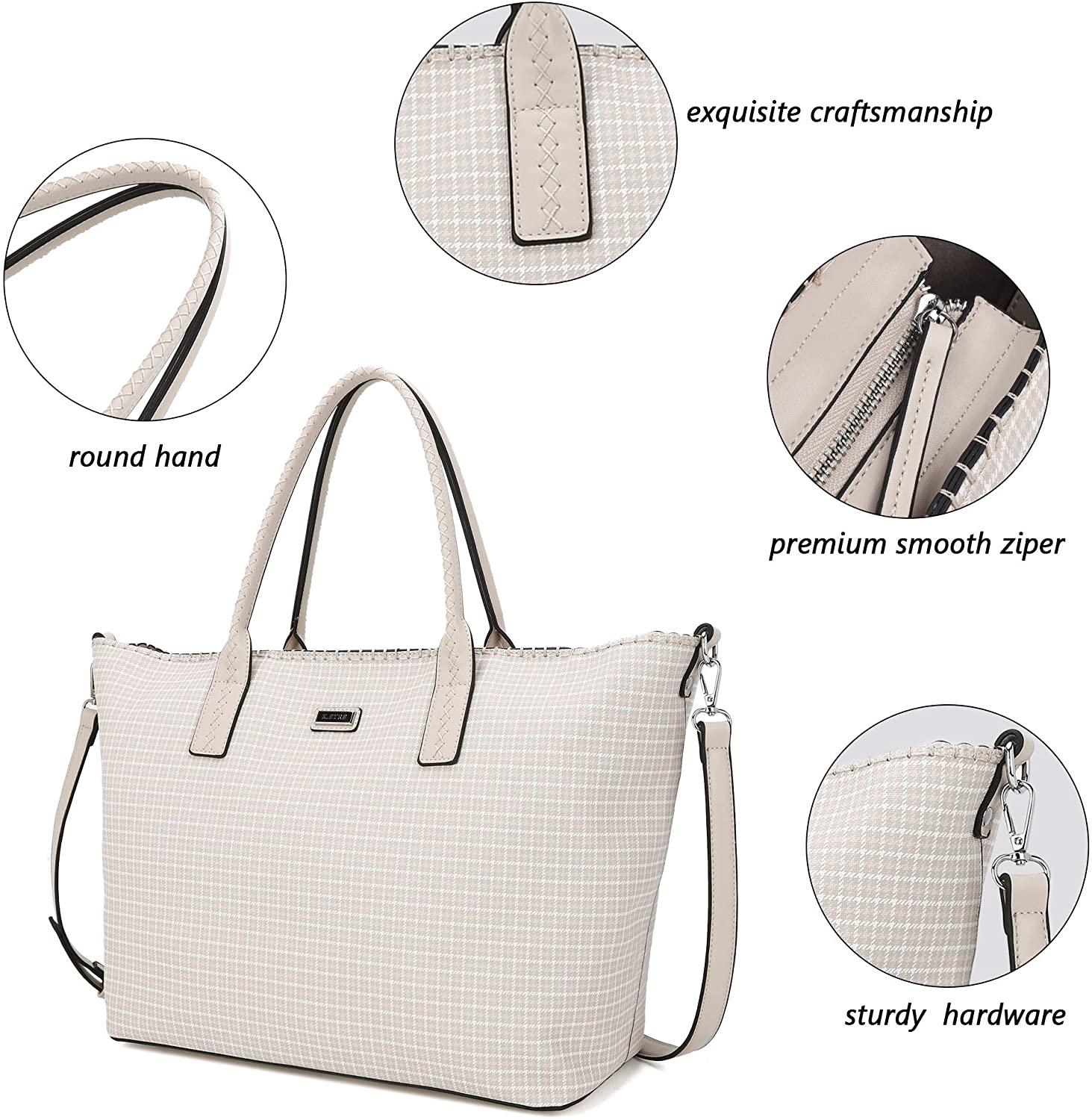 K.EYRE Women's Soft Faux Leather Tote Bag Purse Handbags Wallet Tote Shoulder Bag Purse Large Capacity