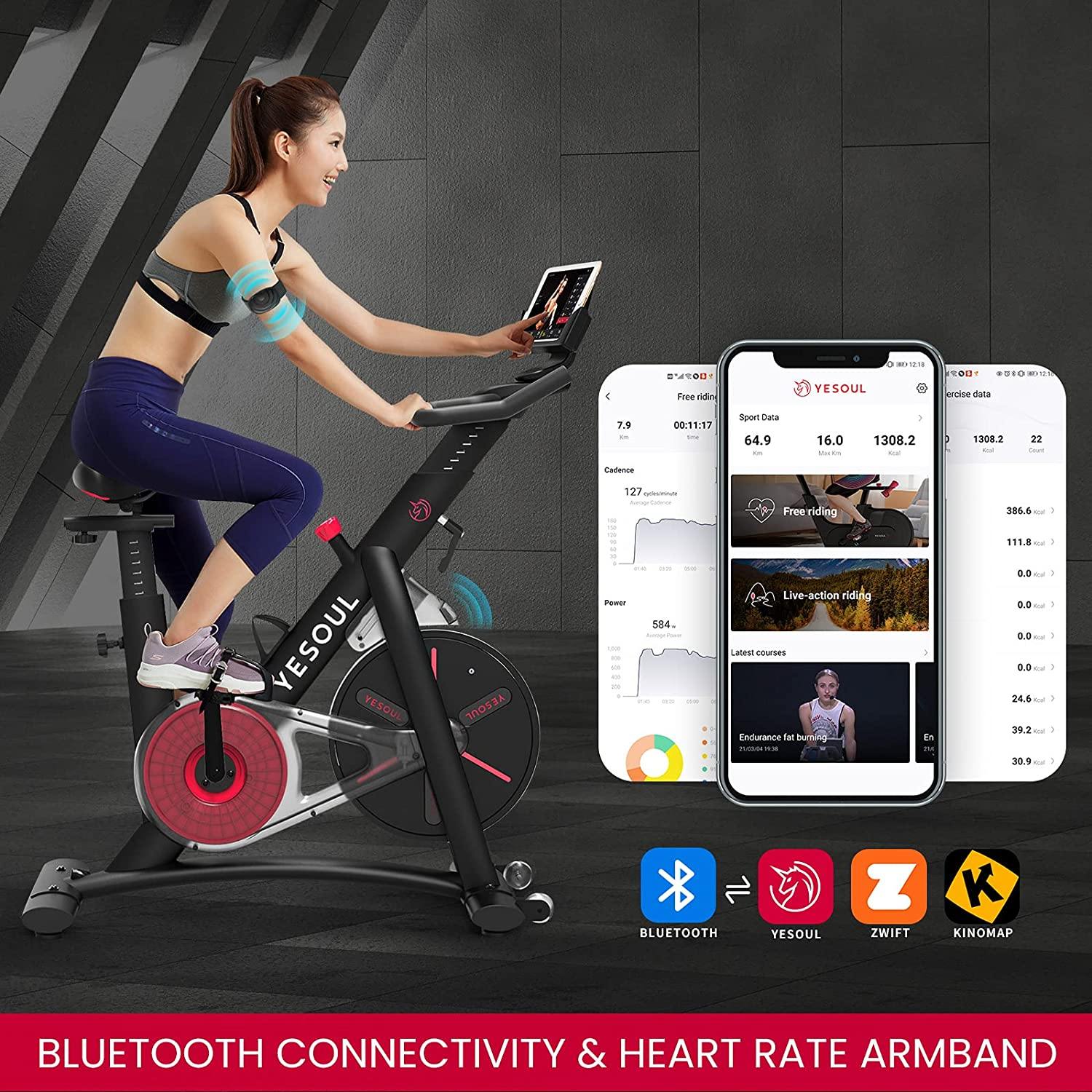 YESOUL Smart Connect Exercise Spin Bike Stationary with Bluetooth Armband - JOY2ESpree