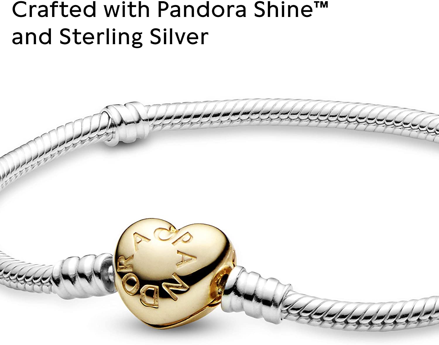 Pandora Jewelry Moments Heart Clasp Snake Chain Pandora Shine and Sterling Silver Bracelet - JOY2ESpree