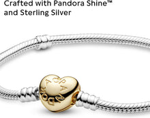 
                        
                          Load image into Gallery viewer, Pandora Jewelry Moments Heart Clasp Snake Chain Pandora Shine and Sterling Silver Bracelet - JOY2ESpree
                        
                      