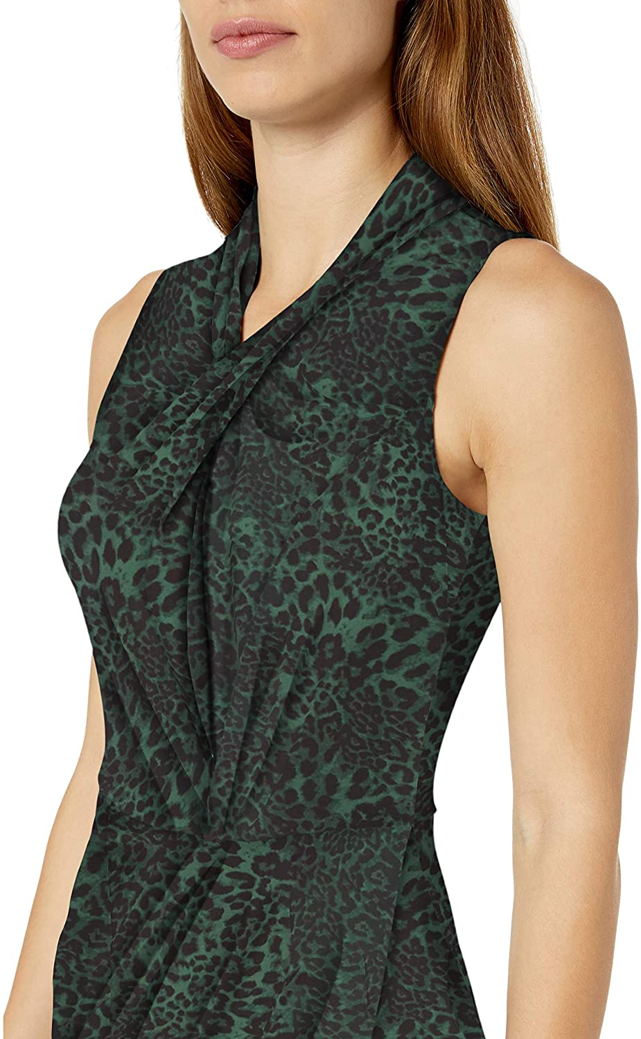 Amazon Brand - Lark & Ro Women's Sleeveless Crossover Twist Neck Faux Wrap Dress