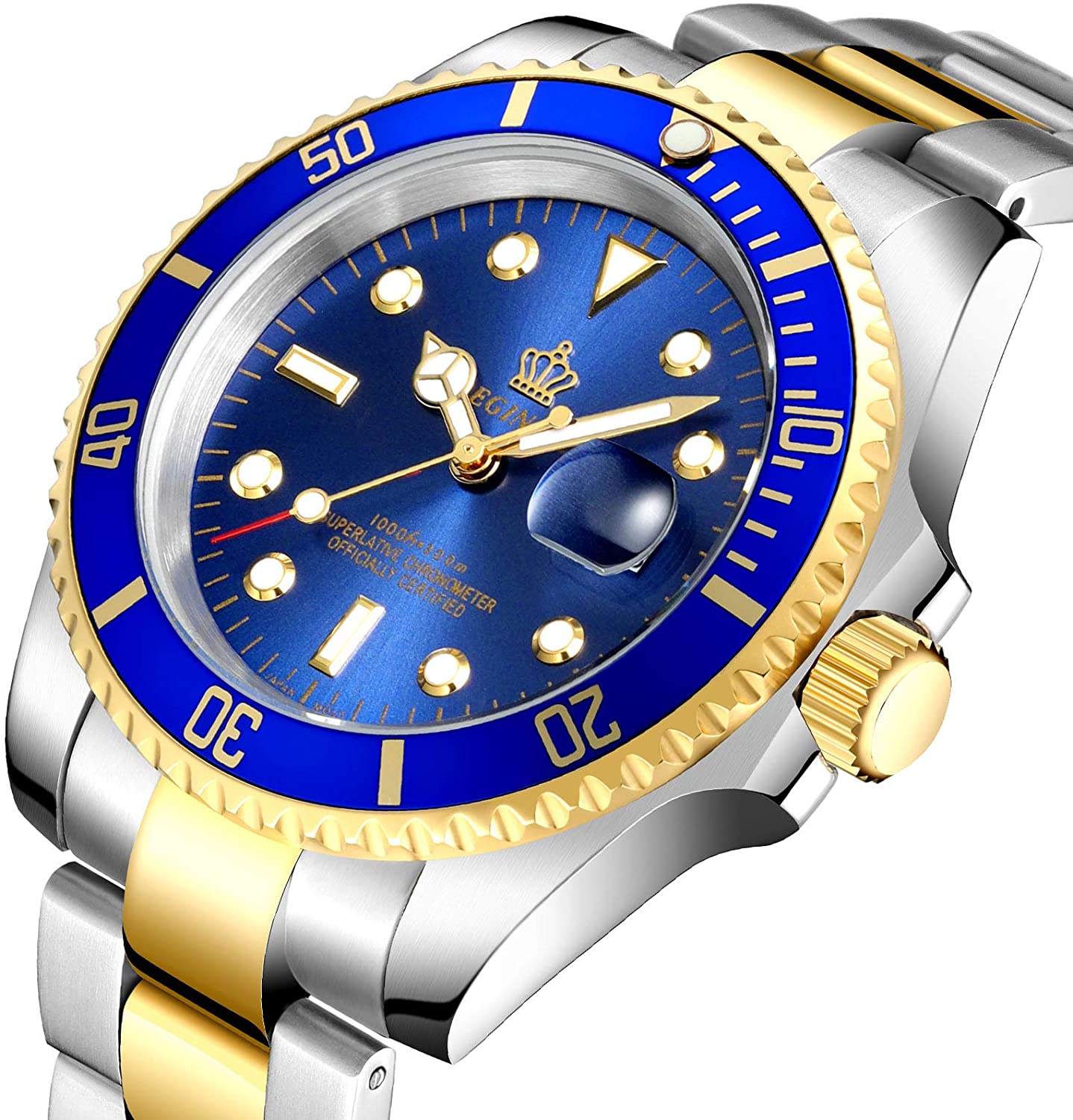 Mens Luxury Watches Ceramic Bezel Sapphire Glass Luminous Quartz Silver Gold Two Tone Stainless Steel Watch