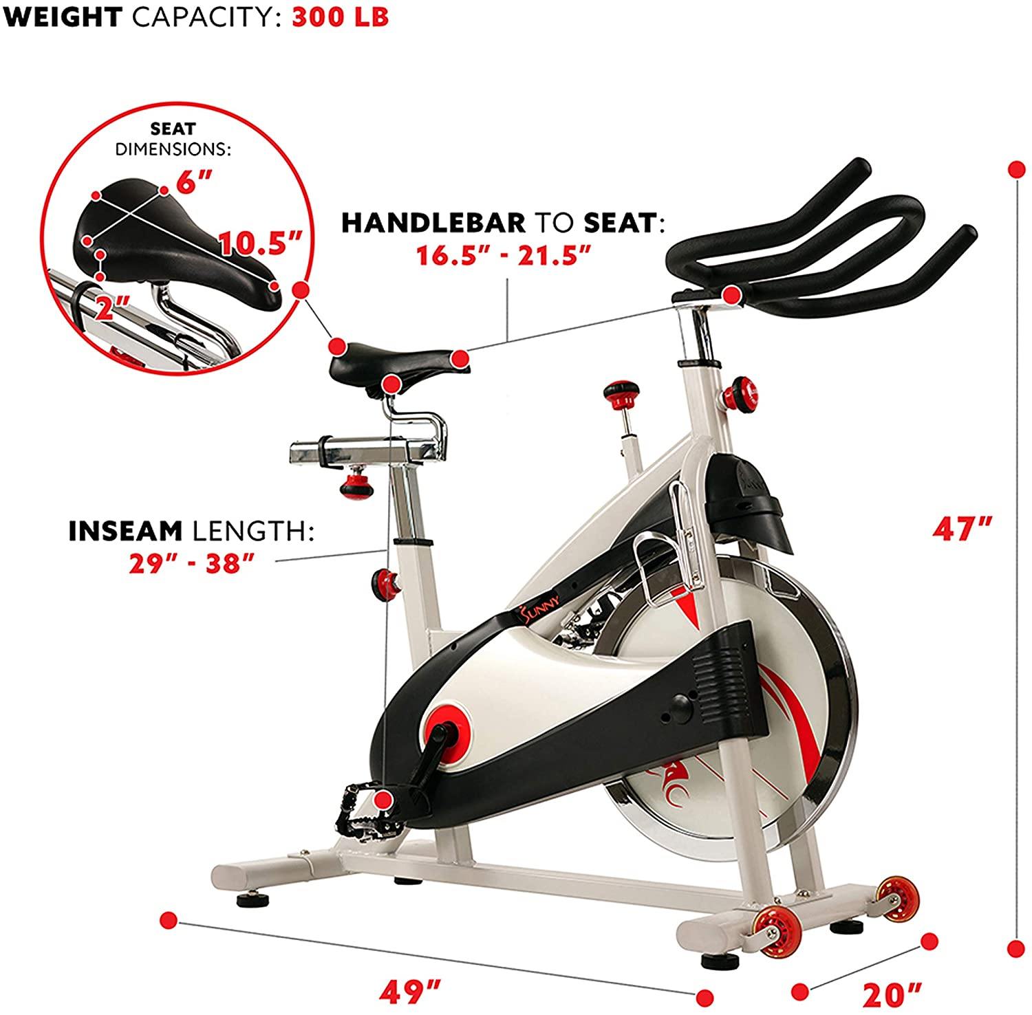 Sunny Health & Fitness Premium Indoor Cycling Exercise Bike with Clip-In Pedals - SF-B1509/C - JOY2ESpree