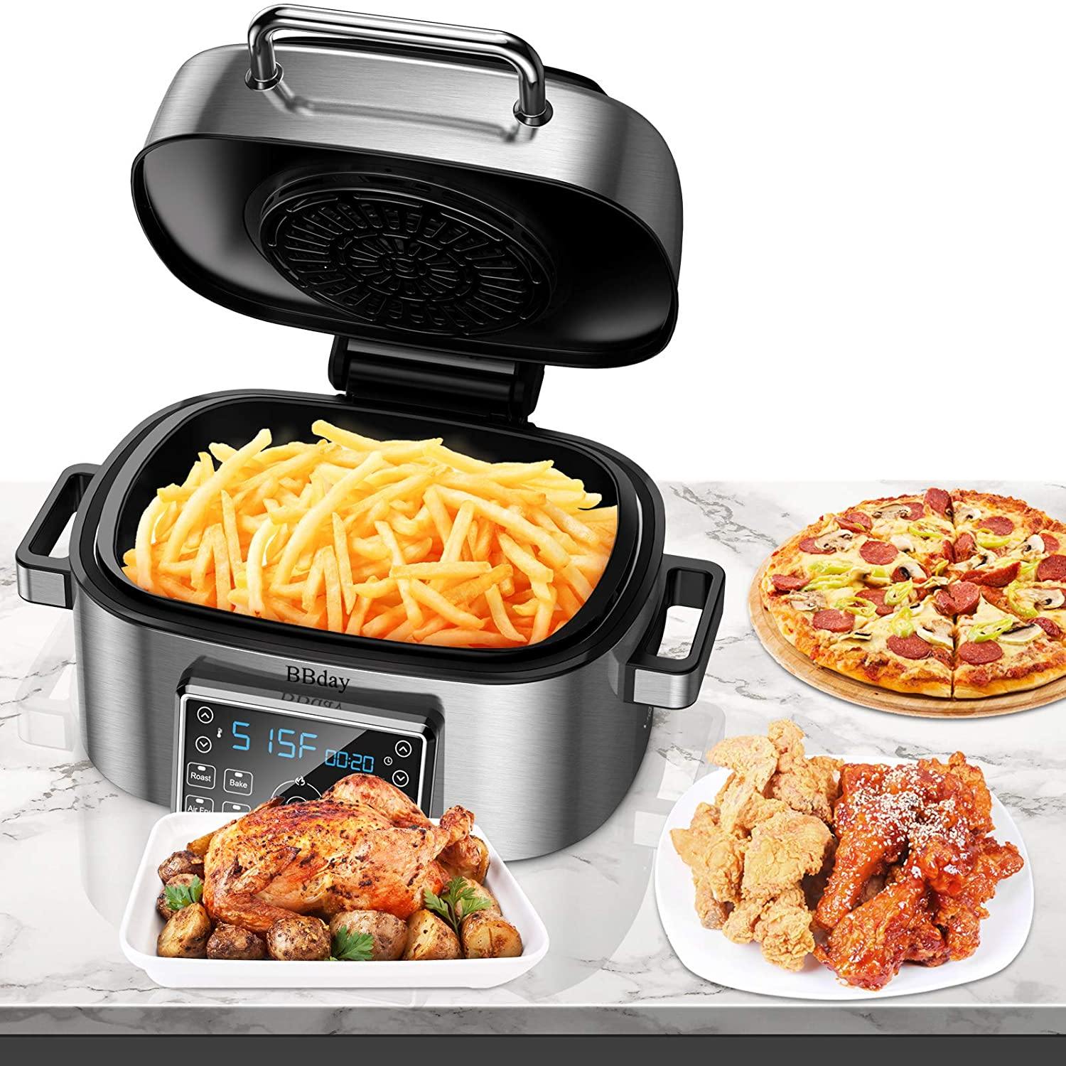 BBday 6.5 QT Air Fryer,10-in-1 Smokeless Indoor Electric Grill with Air Fryer,Roast,Bake and Dehydrate - JOY2ESpree