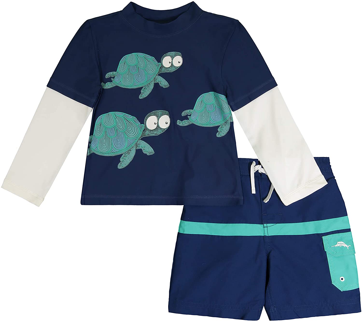 Tommy Bahama Boys' Long Sleeve Rashguard and Trunks Swimsuit Set