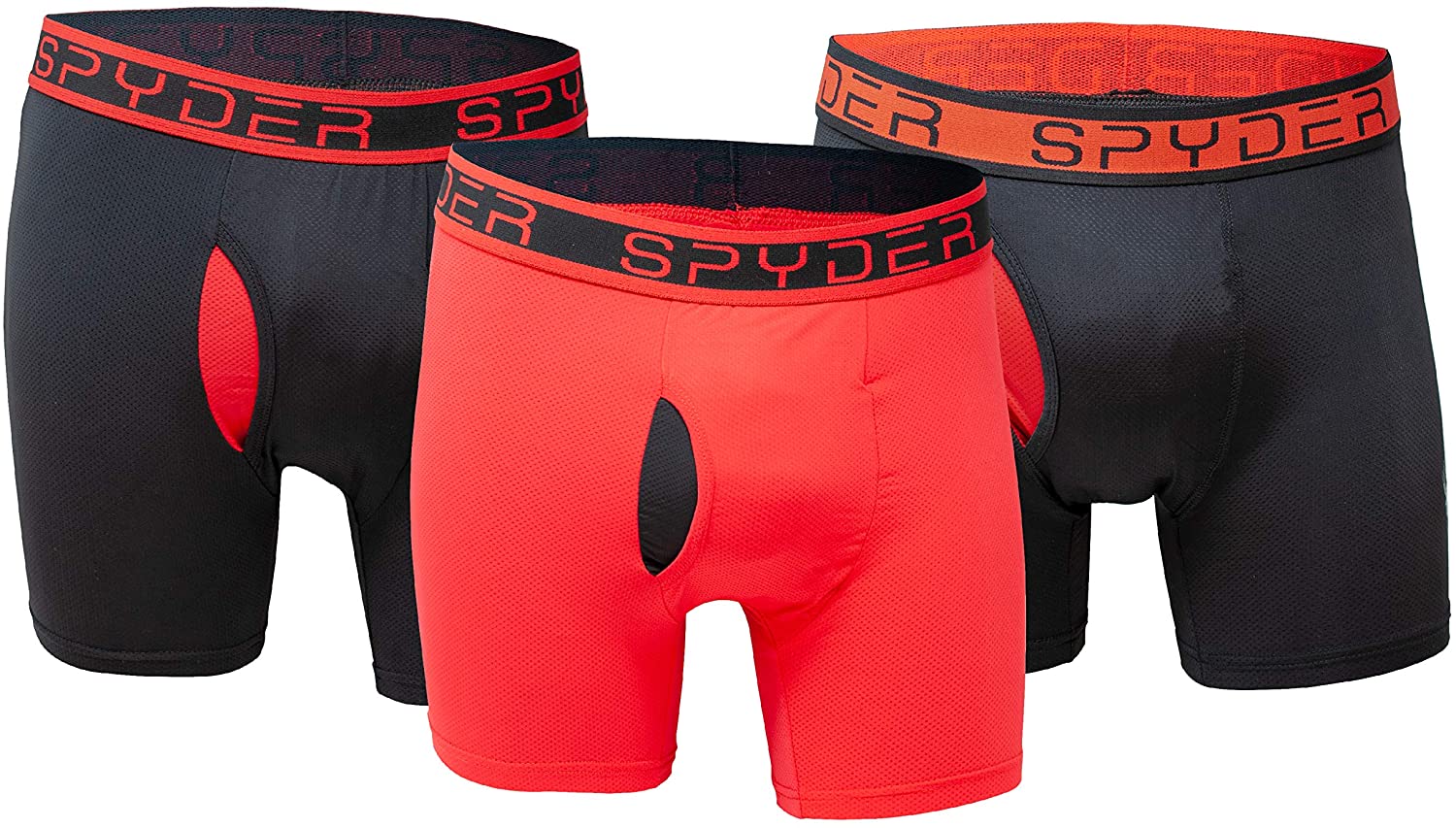 Spyder Performance Mesh Mens Boxer Briefs Sports Underwear 3 Pack W/Fly Front