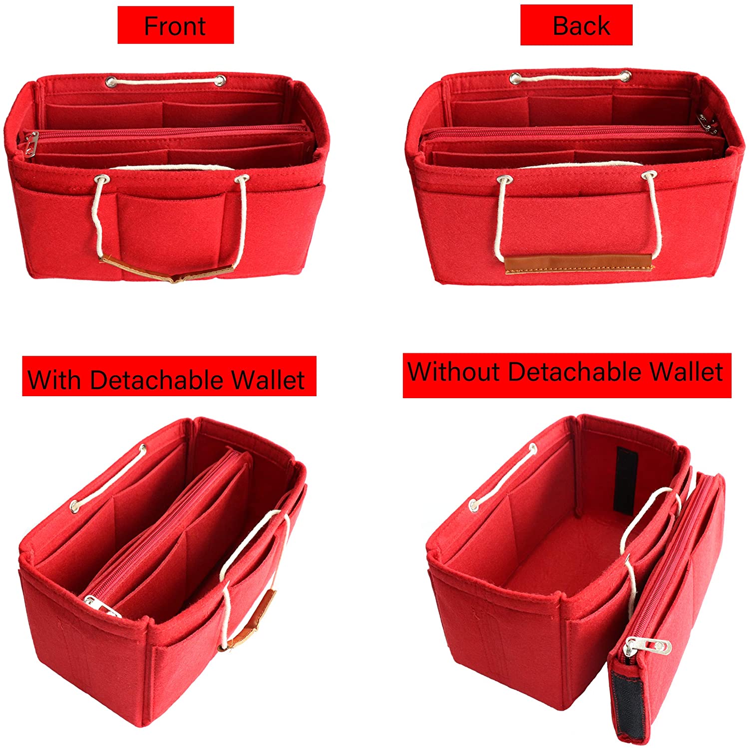 MISIXILE Felt Insert Bag Organizer - 2in1, Bag In Bag Tote Purse Organizer with Handles for Speedy Neverfull Longchamp