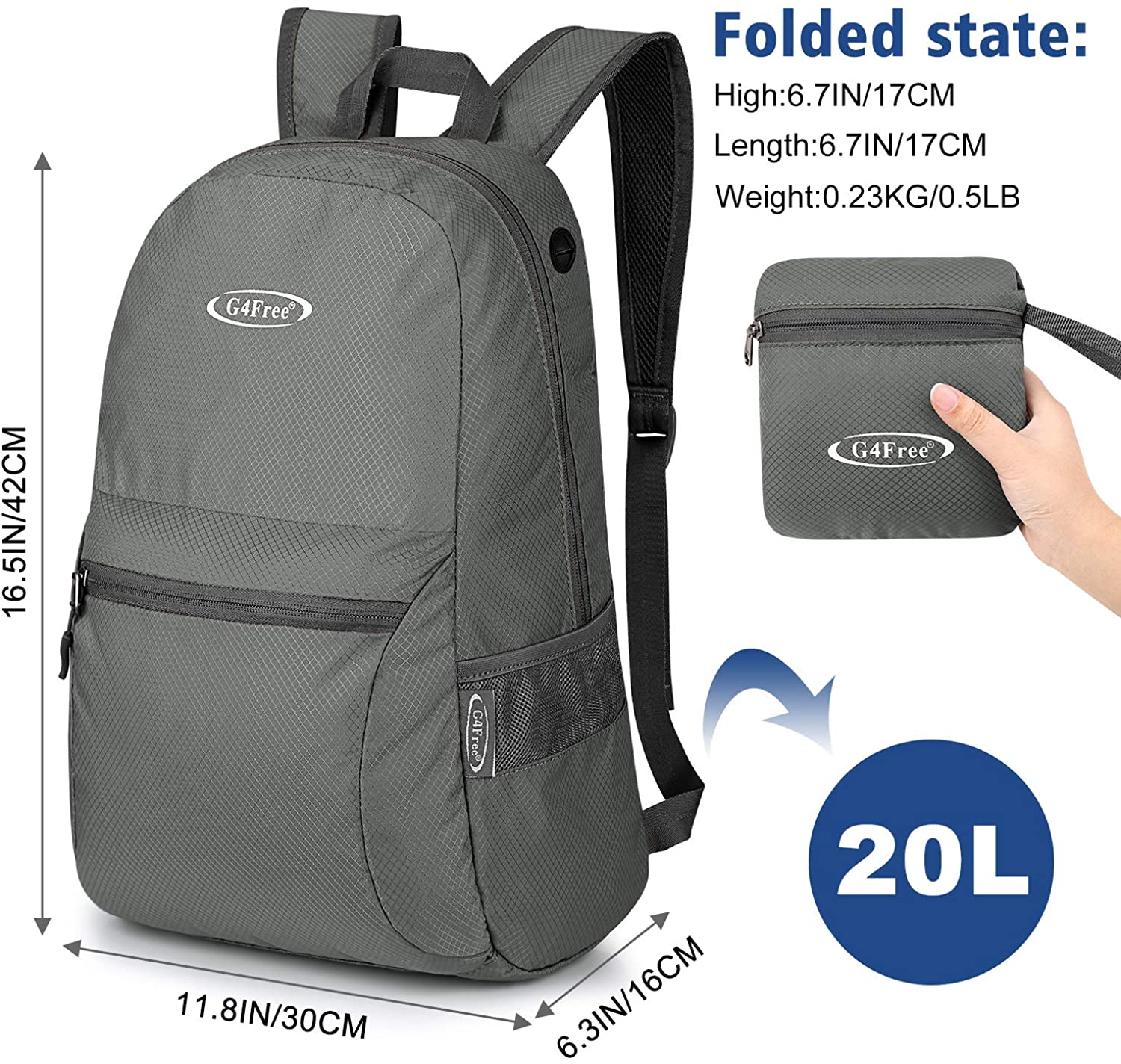 G4Free Ultra Lightweight Packable Backpack Travel Hiking Daypack Handy Foldable Water Resistant Camping Outdoor Backpack