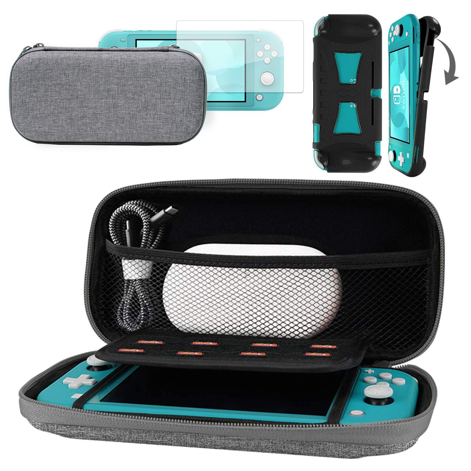 CoBak Carrying Case for Nintendo Switch Lite - with 1 Screen Protector, 1 Grip Case and 4 Thumb Grip Caps. - JOY2ESpree