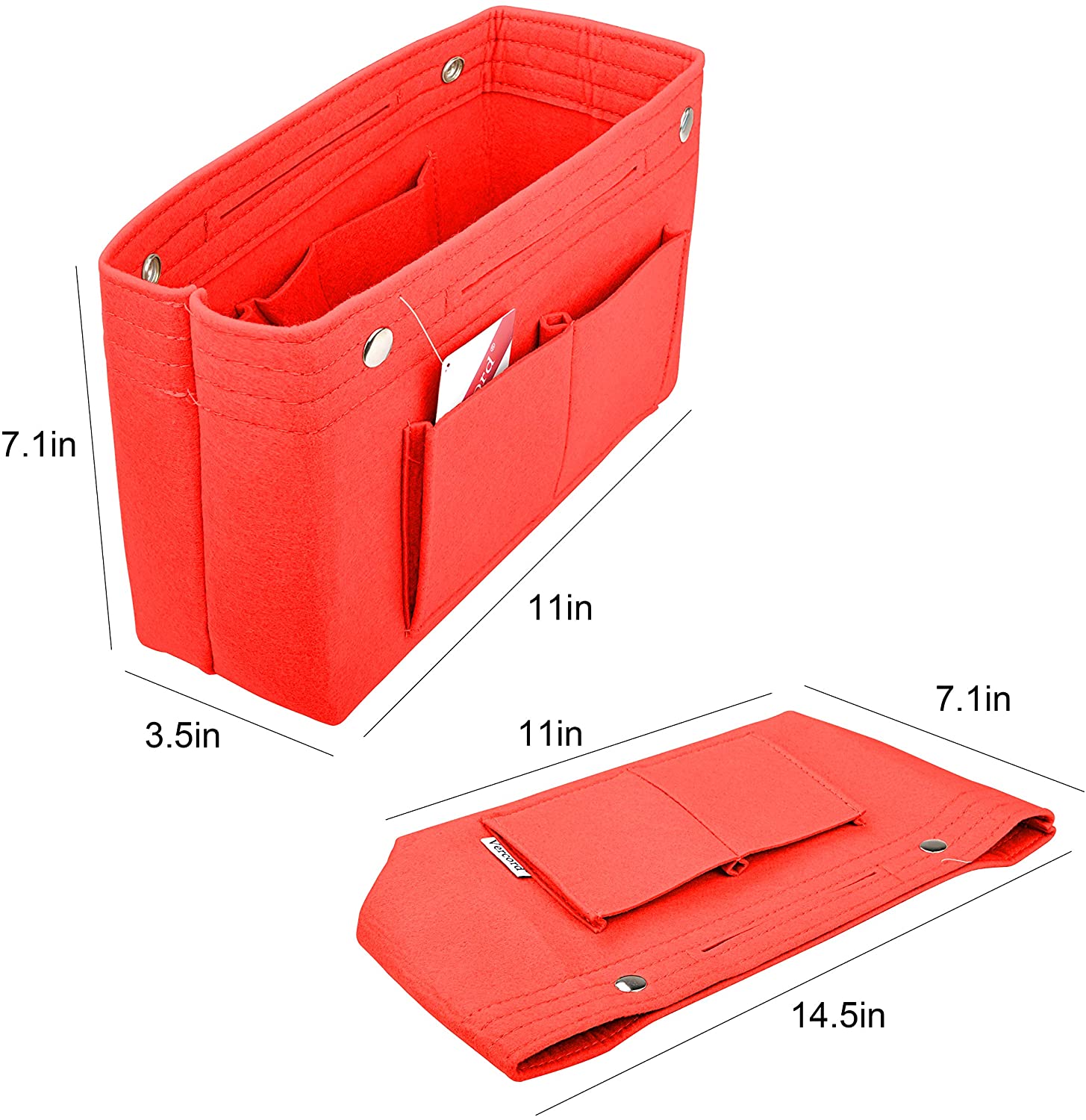 Vercord Felt Tote Handbag Purse Pocketbook Organizer Insert Divider Shaper Bag in Bag