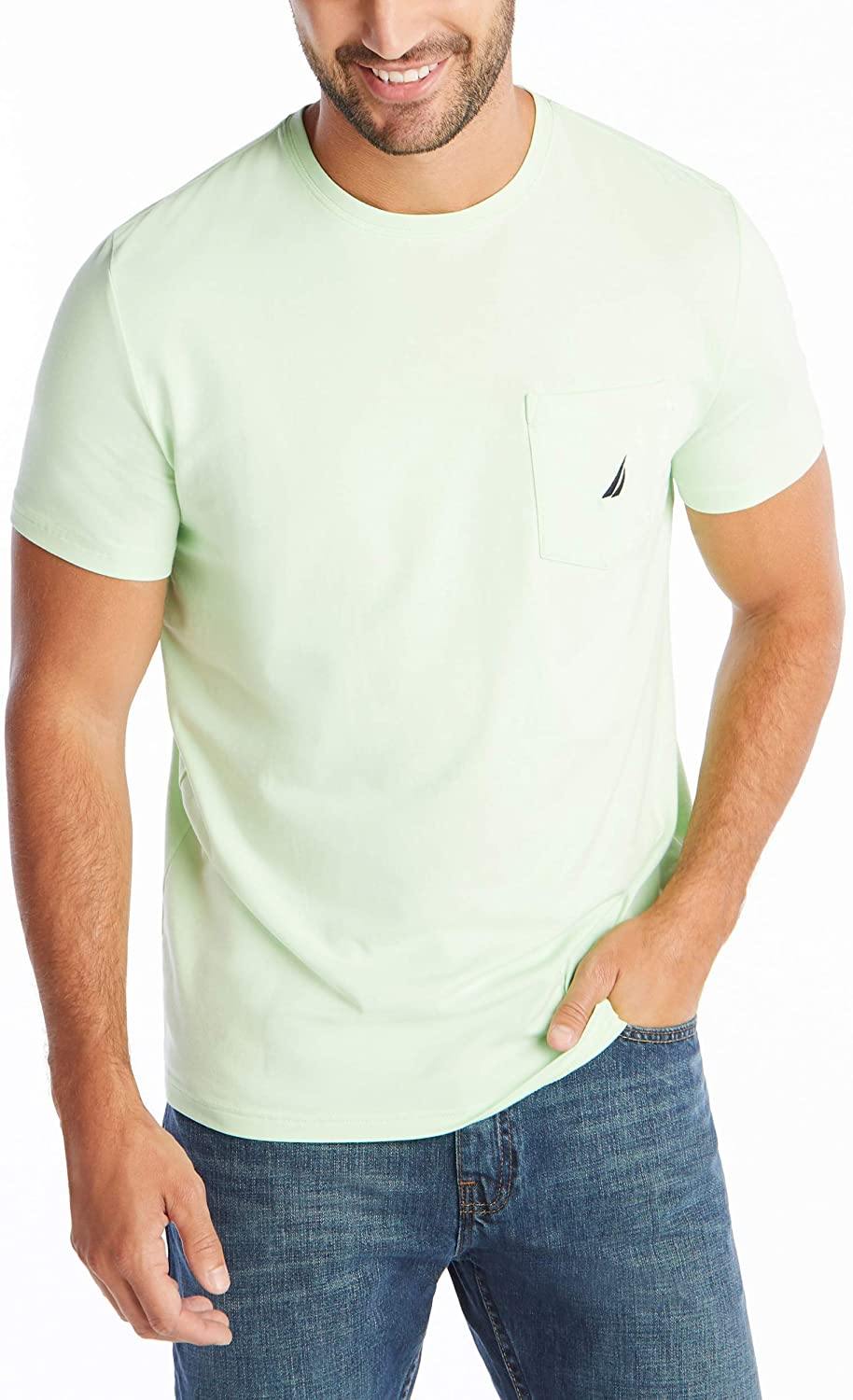 Nautica Men's Solid Crew Neck Short-Sleeve Pocket T-Shirt - JOY2ESpree