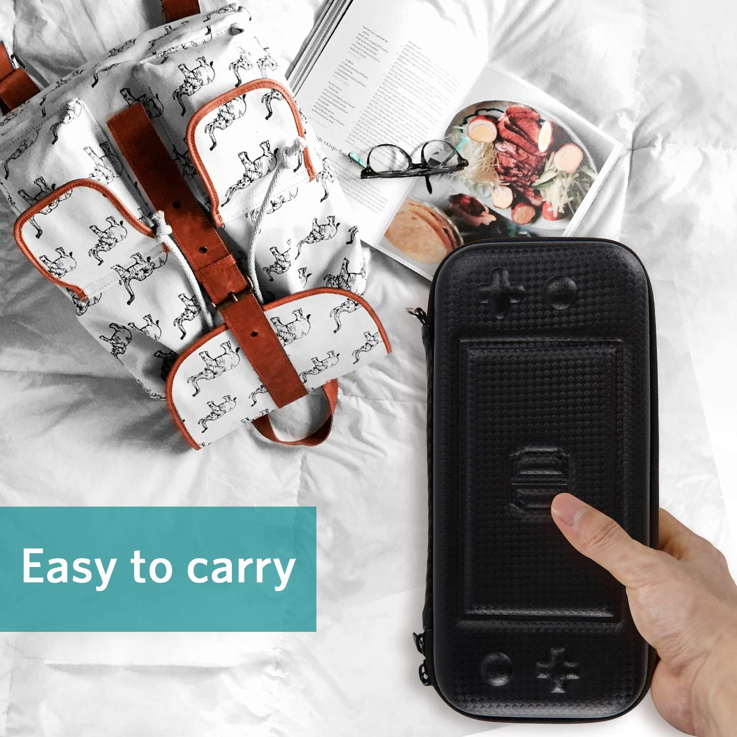 CoBak Carrying Case for Nintendo Switch Lite - with 1 Screen Protector, 1 Grip Case and 4 Thumb Grip Caps. - JOY2ESpree