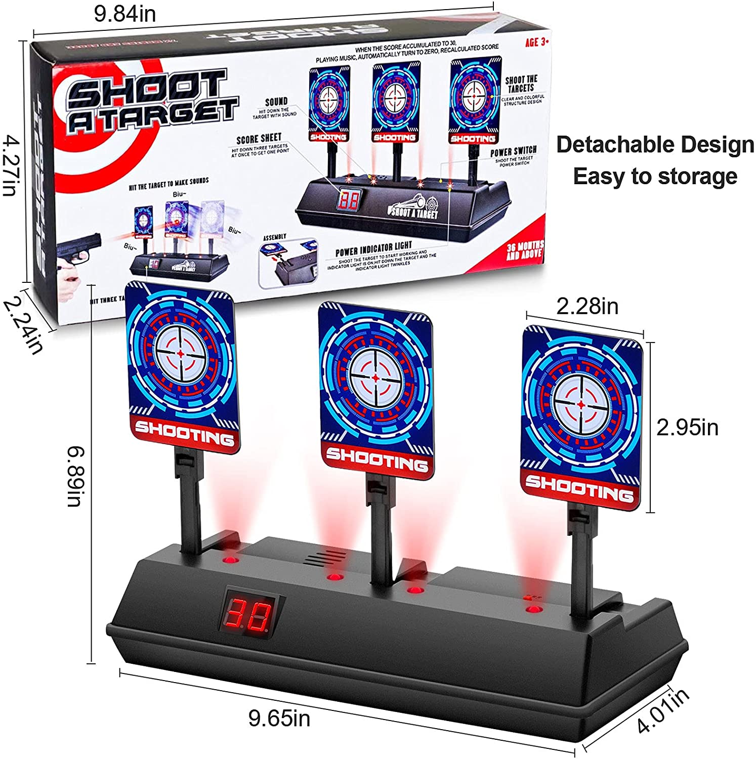 STOTOY Electronic Targets for Nerf Guns, Running Shooting Target Scoring Auto Reset Digital Targets with Track, Practice Toys with Moving and Static Modes,Toy for Kids-Boys & Girls