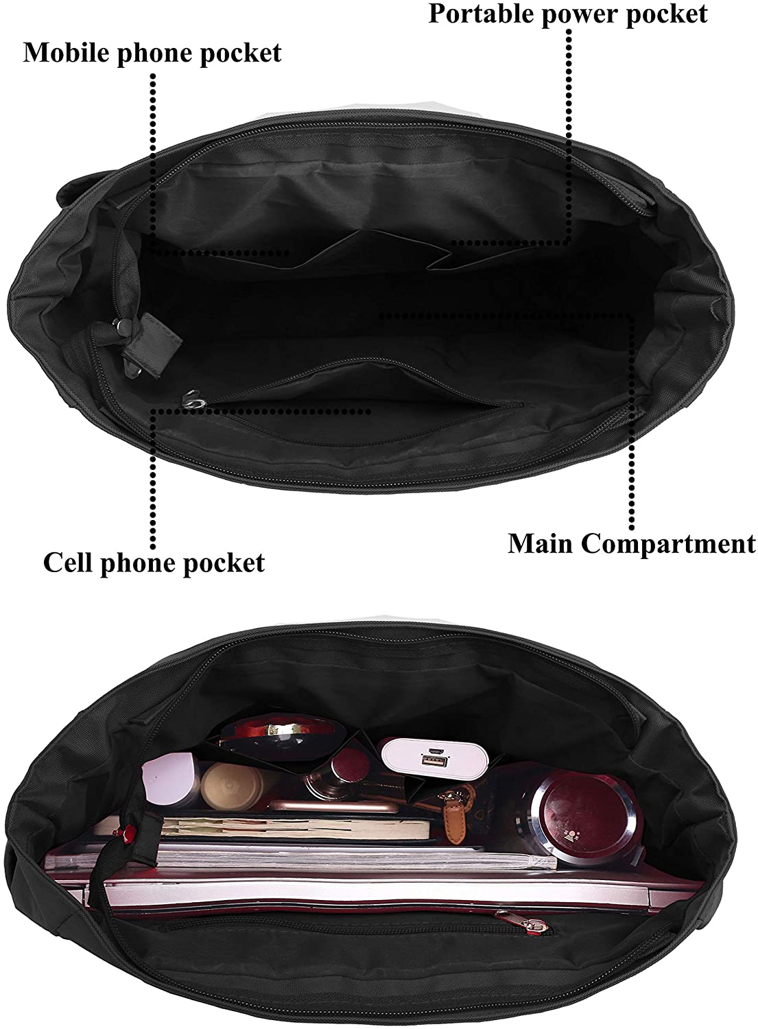 Canvas Tote Bag Waterproof Nylon Multi Pocket Shoulder Bags Laptop Work Bag Teacher Purse and Handbags for Women & Men