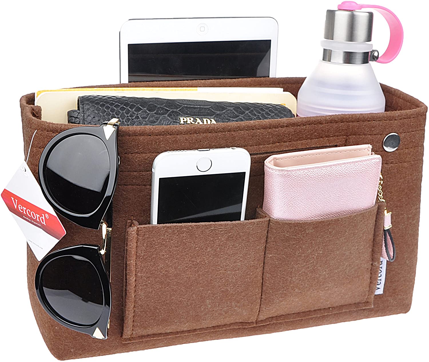 Vercord Felt Tote Handbag Purse Pocketbook Organizer Insert Divider Shaper Bag in Bag