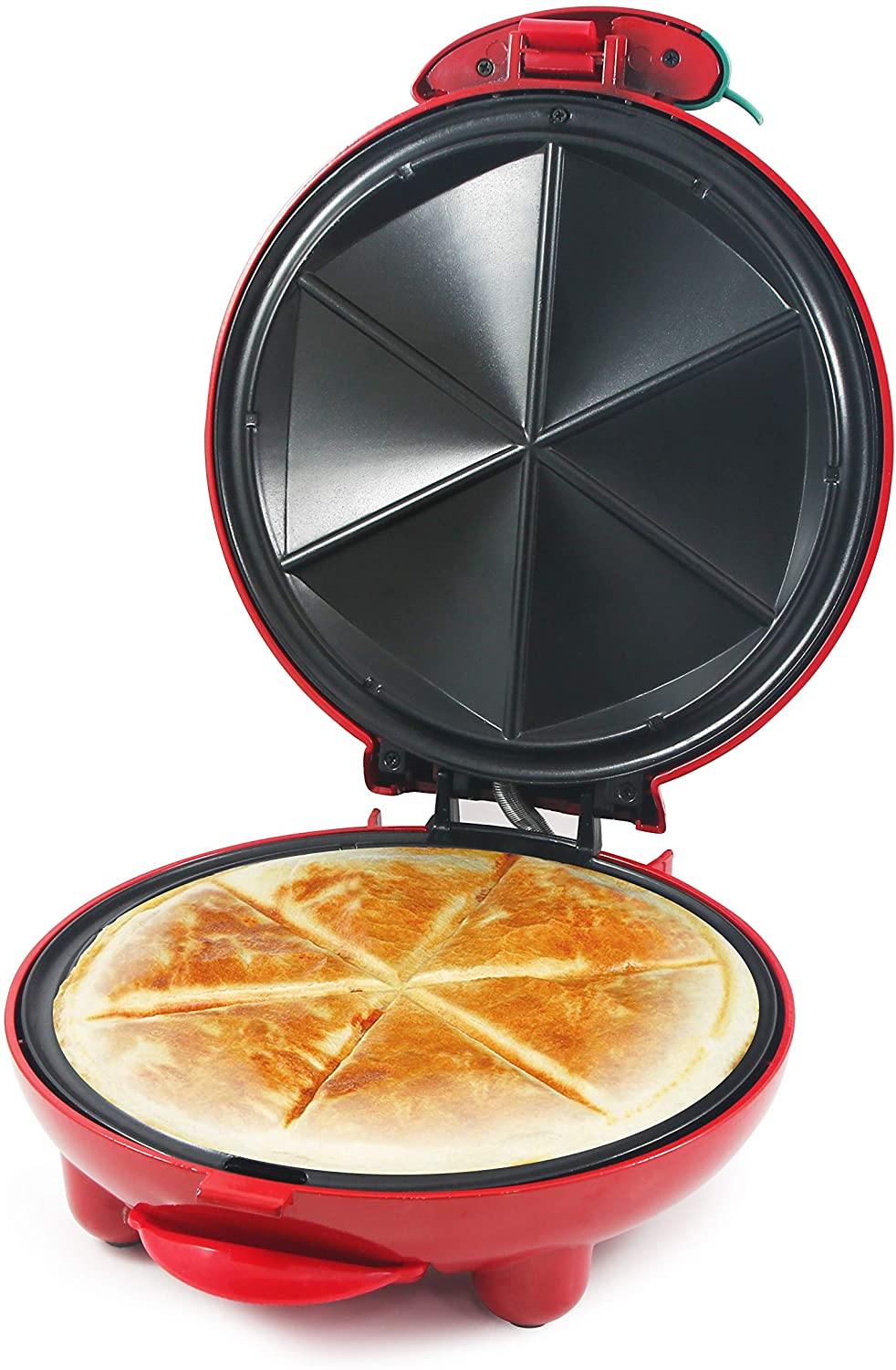 Elite Gourmet Mexican Taco Tuesday Quesadilla Maker, Easy-Slice 6-Wedge, Grilled Cheese, 11 Inch, Red - JOY2ESpree