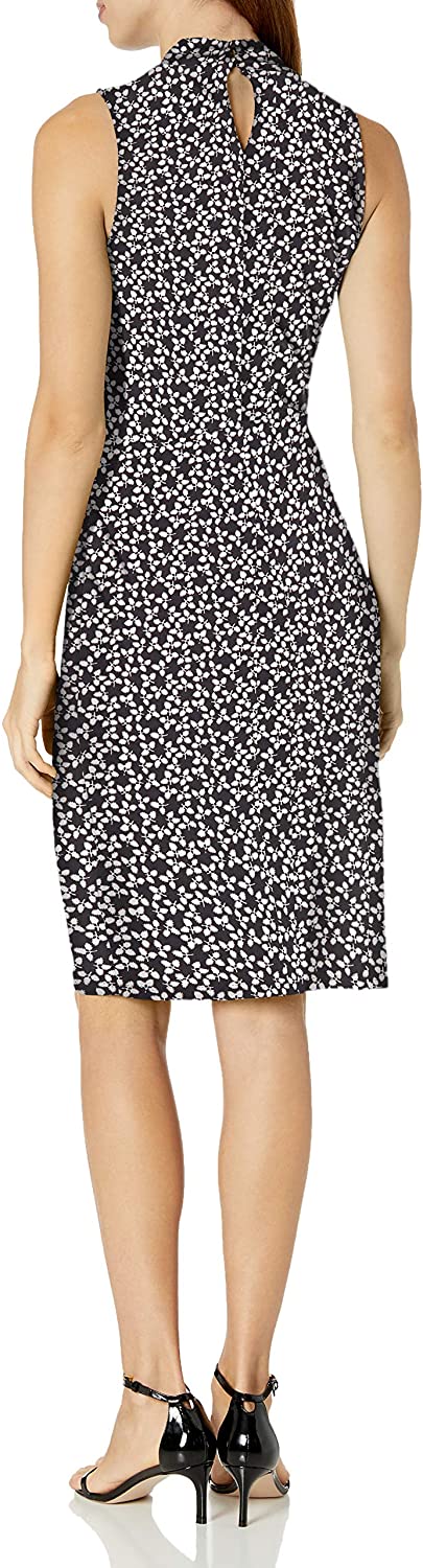 Amazon Brand - Lark & Ro Women's Sleeveless Crossover Twist Neck Faux Wrap Dress