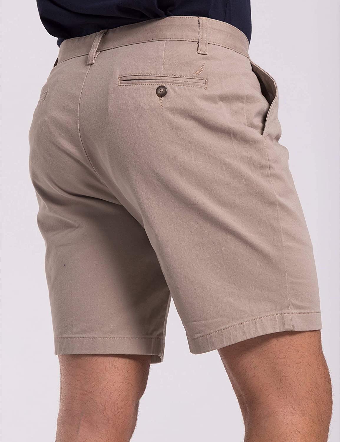 Nautica Men's Classic Fit Flat Front Stretch Solid Chino Deck Short - JOY2ESpree