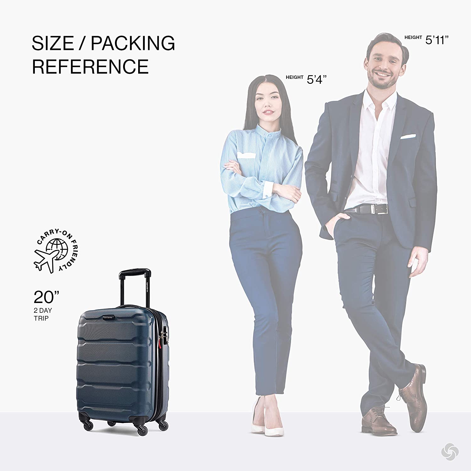 Samsonite Omni PC Hardside Expandable Luggage with Spinner Wheels, Black, Carry-On 20-Inch