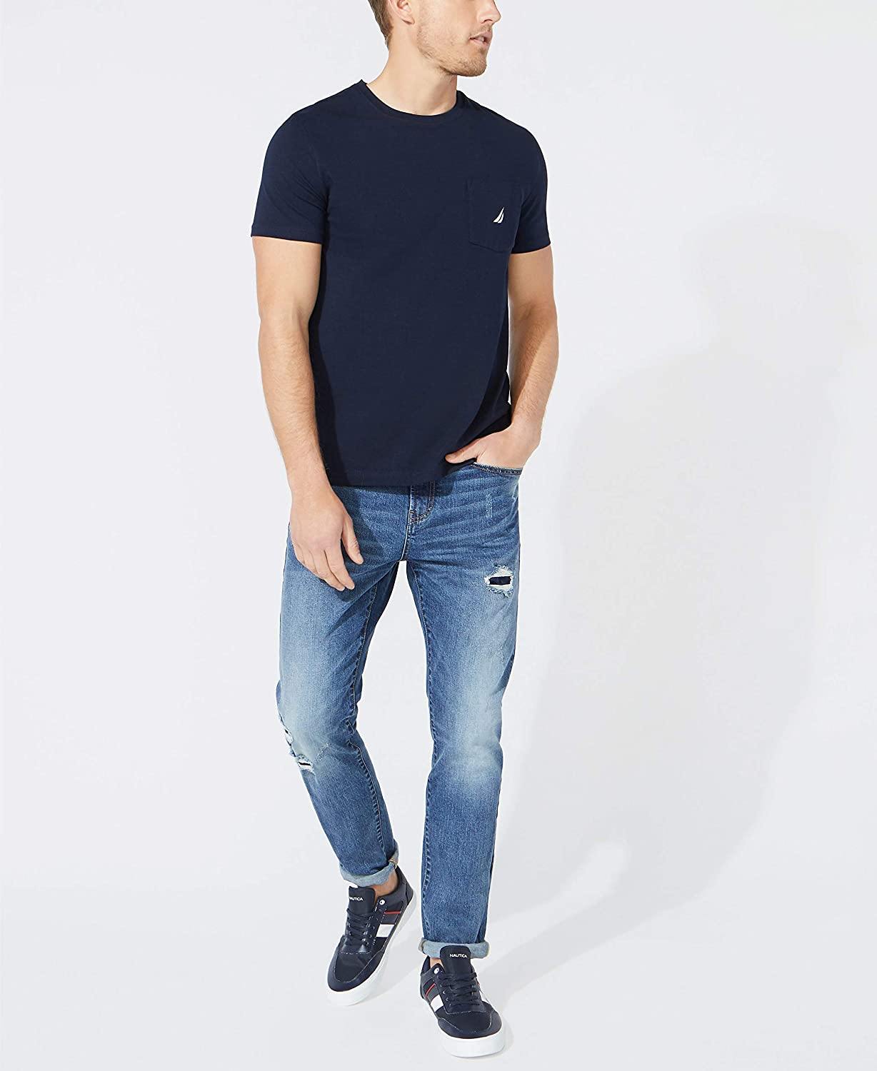 Nautica Men's Solid Crew Neck Short-Sleeve Pocket T-Shirt - JOY2ESpree