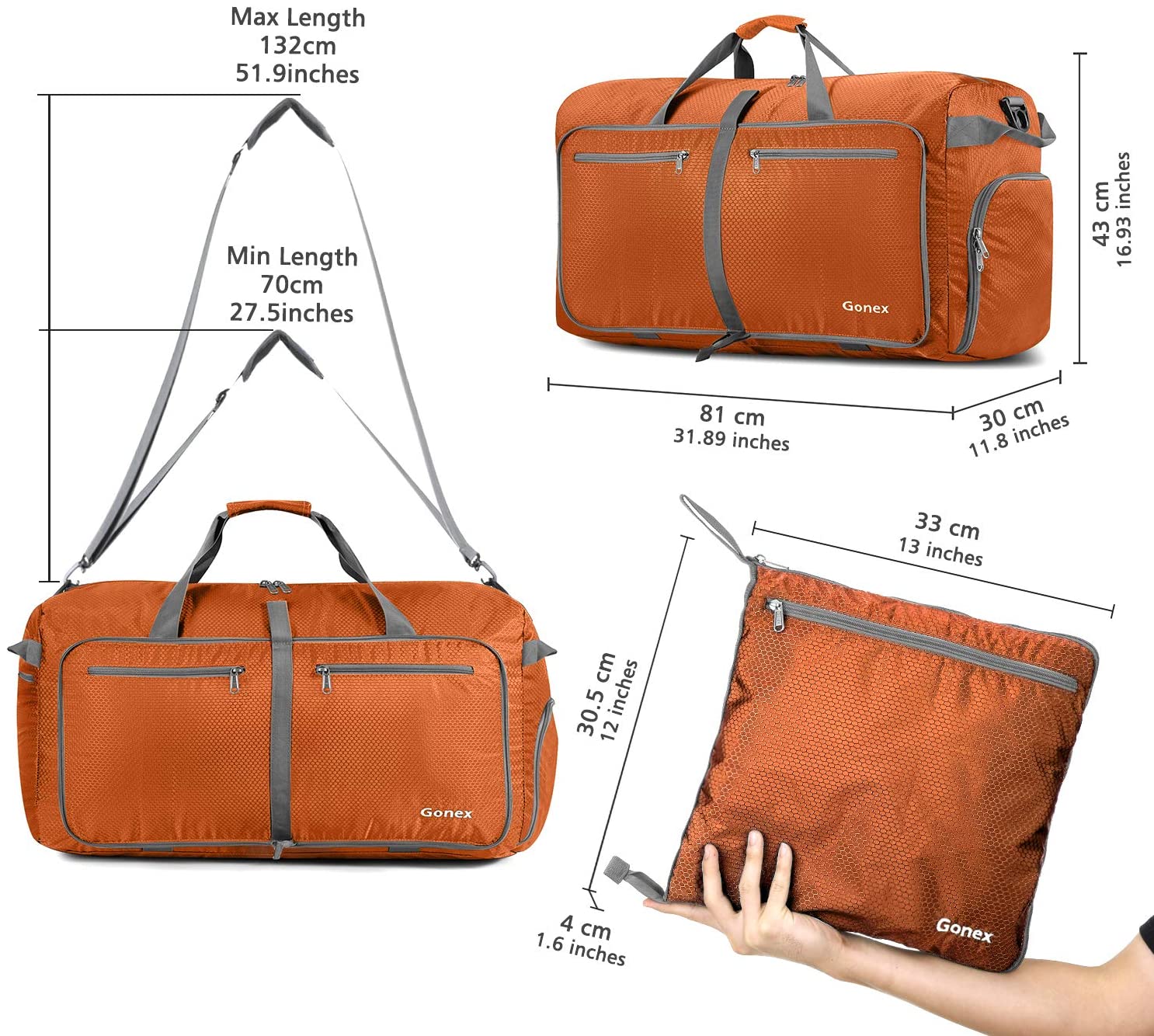 Gonex 150L Travel Duffel Bag Foldable Extra Large Duffle Bag XL Heavy Duty for Men Women for Luggage Shopping Gray