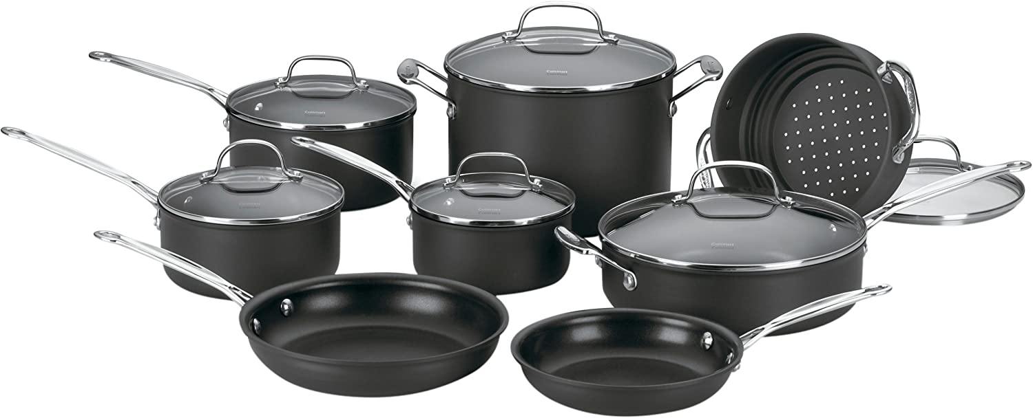 Cuisinart Chef's Classic Non-Stick Hard Anodized, 17 Piece Set, Black - JOY2ESpree