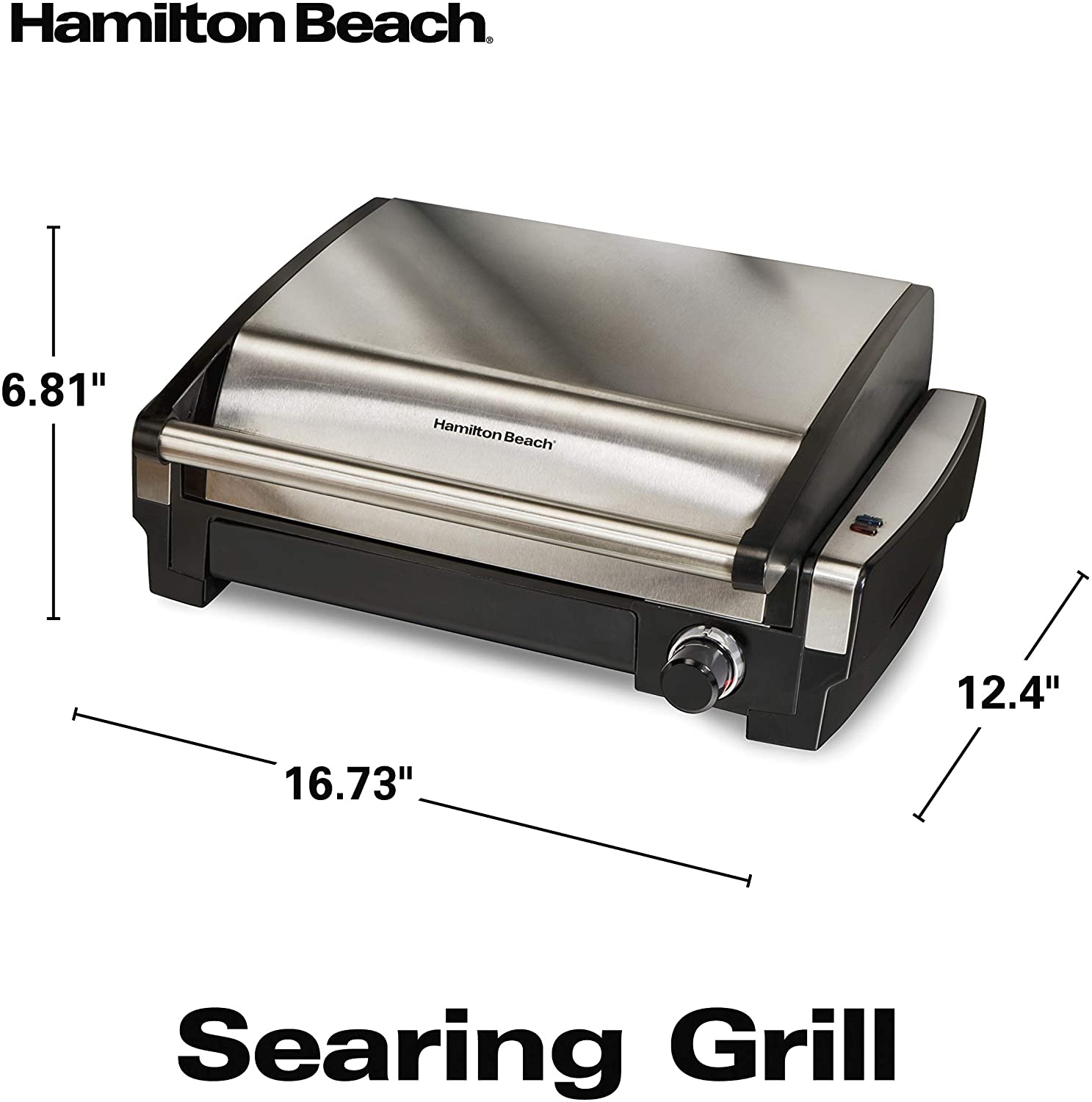 Hamilton Beach Electric Indoor Searing Grill with Viewing Window and Removable Easy-to-Clean Nonstick Plate - JOY2ESpree