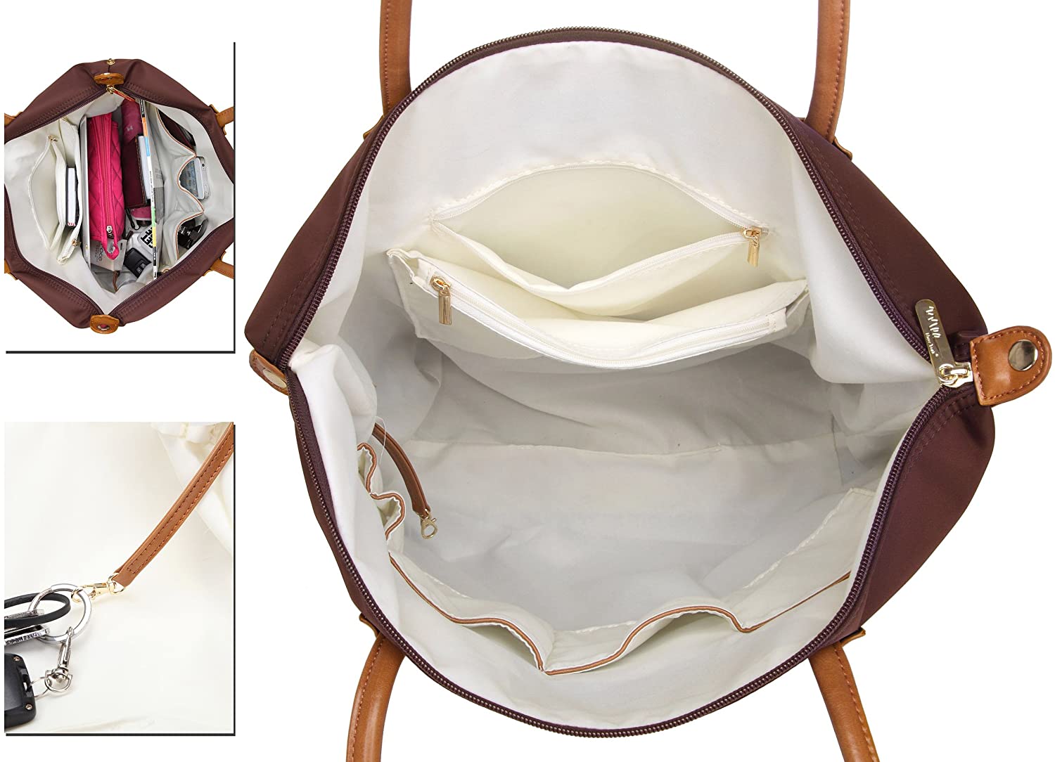 NNEE Water Resistance Nylon Tote Bag & Multiple Pocket Design