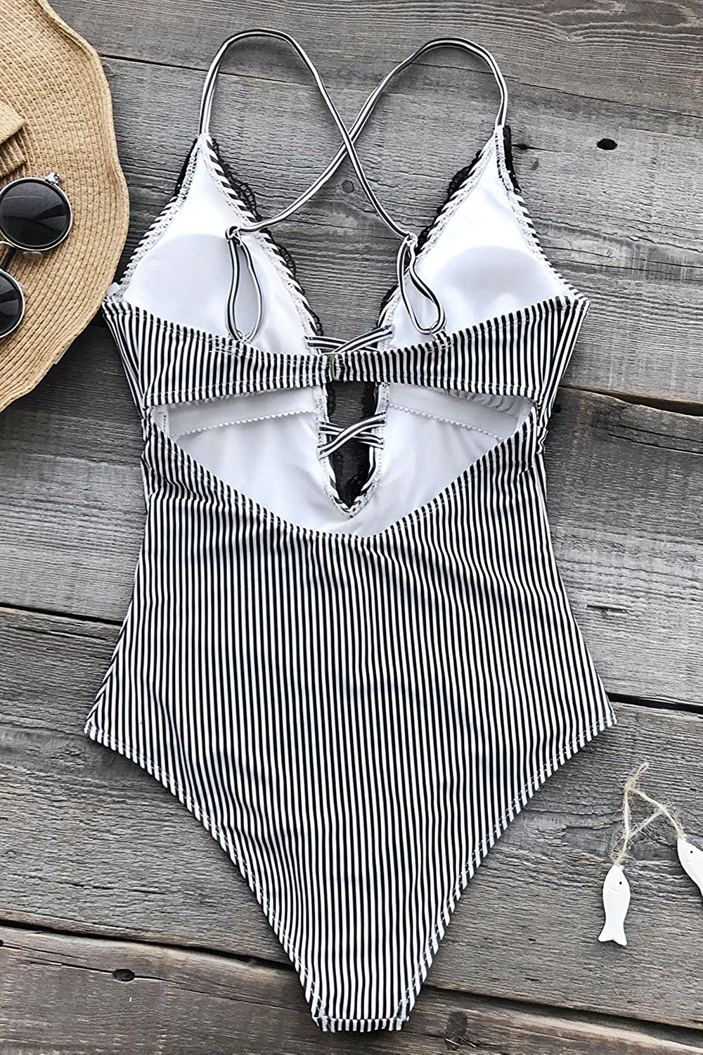 CUPSHE Fashion Women's Ladies Vintage Lace Bikini Sets Beach Swimwear Bathing Suit