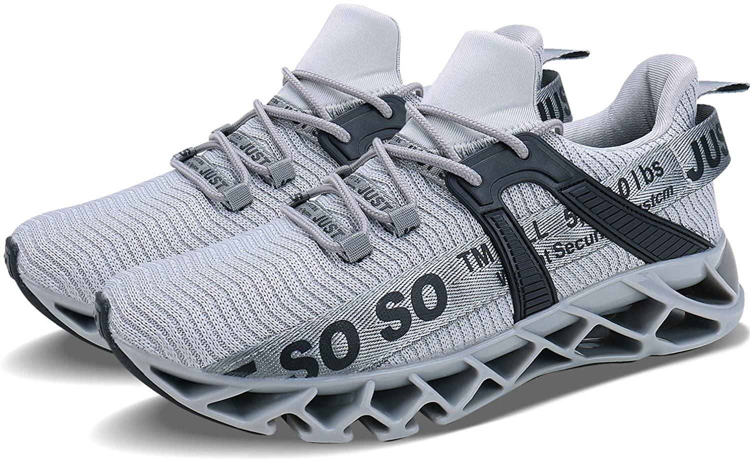 JSLEAP Mens Running Shoes Walking Non Slip Blade Type Sneakers