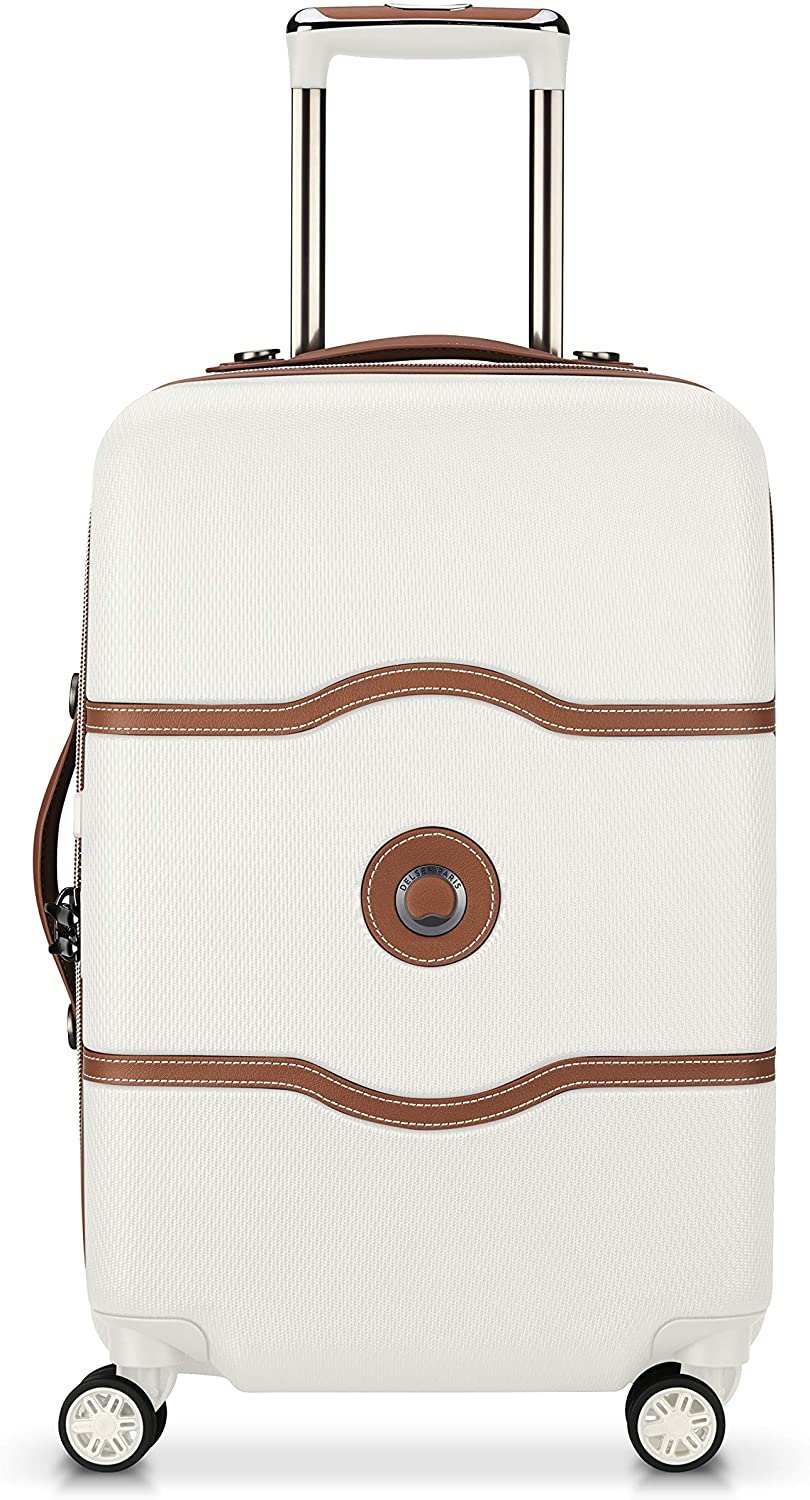 DELSEY Paris Chatelet Hardside Luggage with Spinner Wheels, Chocolate Brown, Checked-Large 28 Inch, with Brake