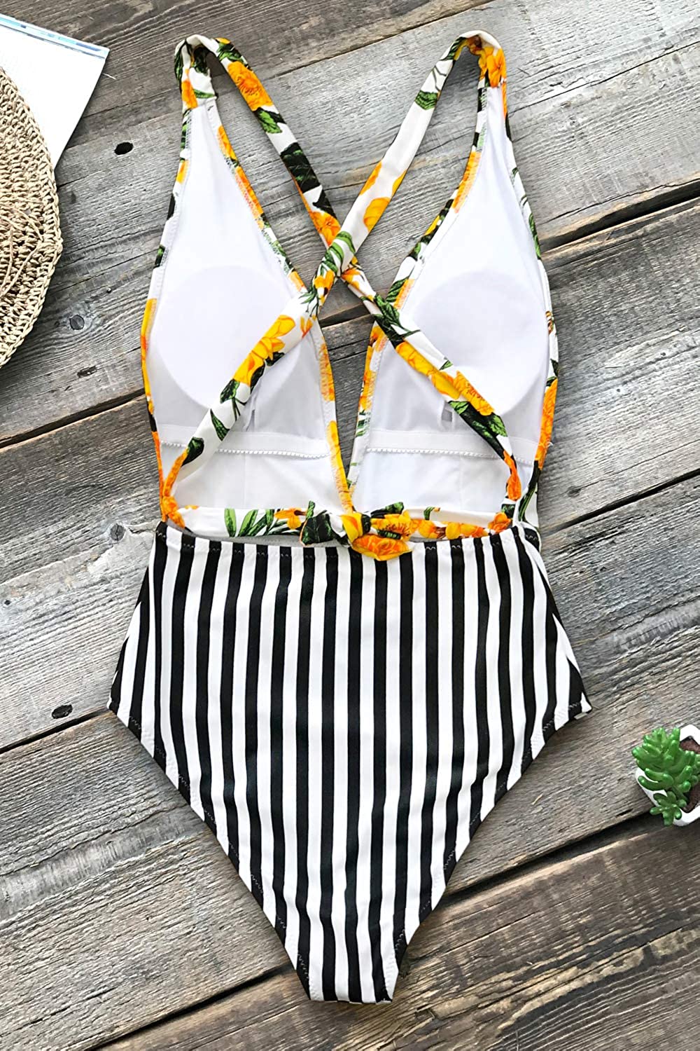 CUPSHE Women's Halter One Piece Swimsuit Keeping You Accompained Swimwear