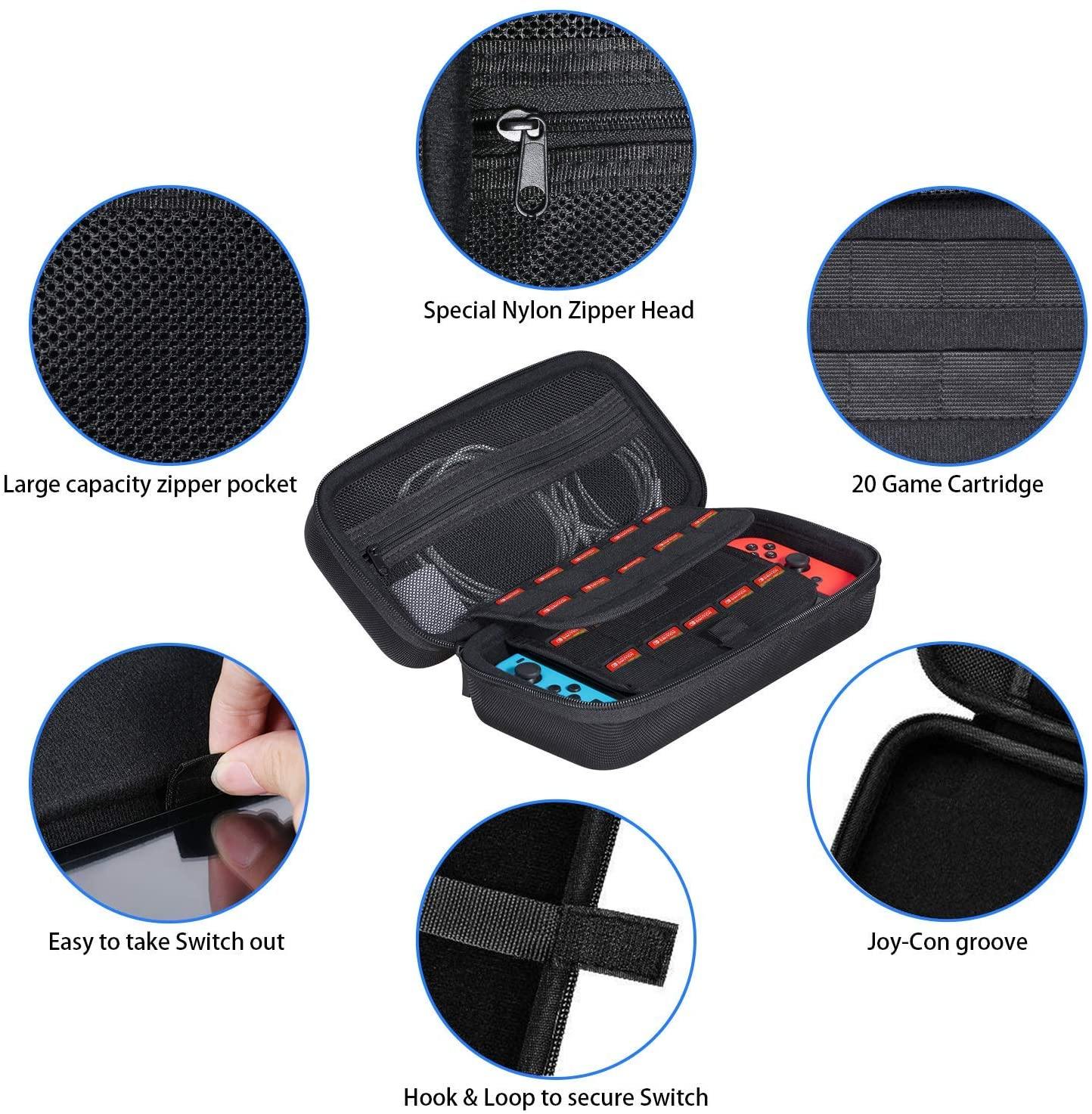 HEYSTOP Case Compatible with Nintendo Switch Carry Case Pouch Switch Cover Case 6 Joycon Grips - JOY2ESpree
