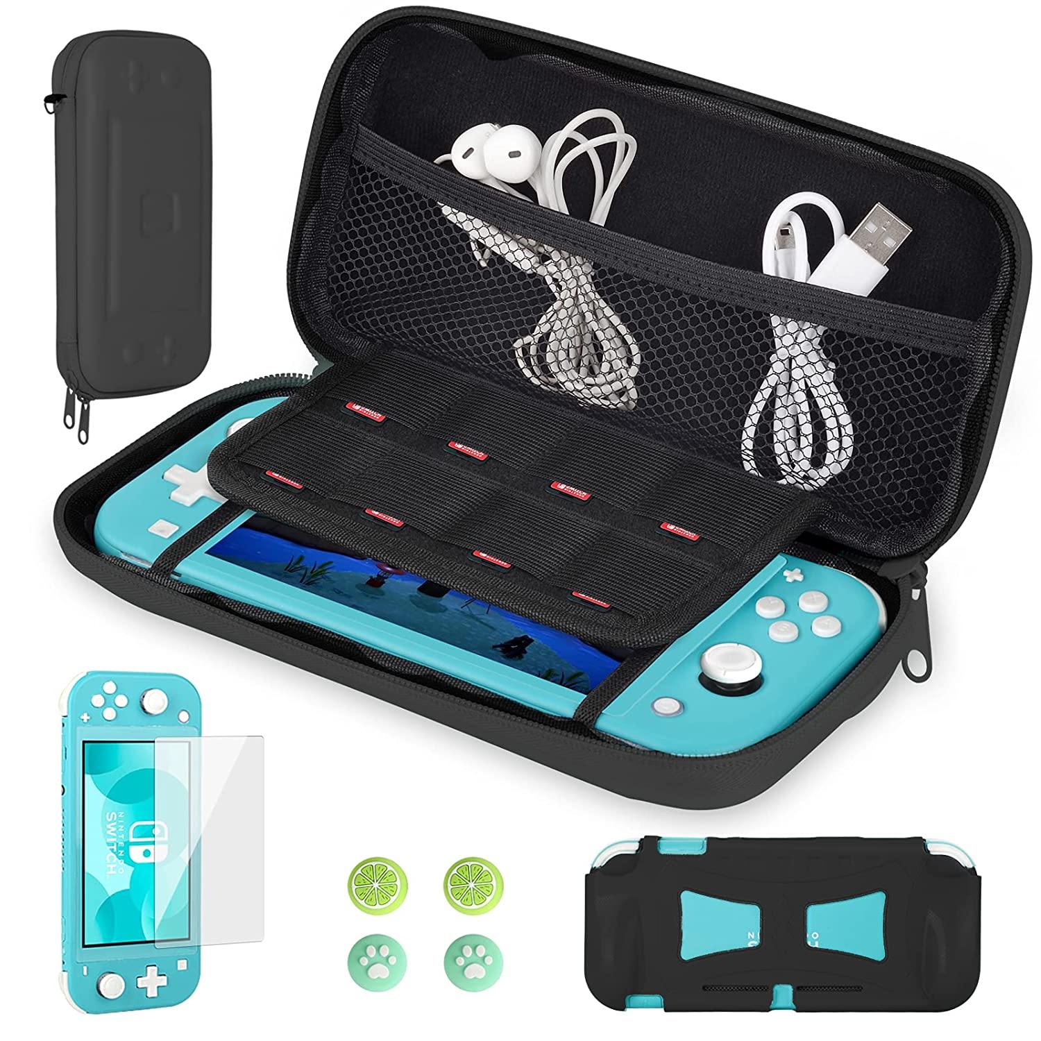 CoBak Carrying Case for Nintendo Switch Lite - with 1 Screen Protector, 1 Grip Case and 4 Thumb Grip Caps. - JOY2ESpree