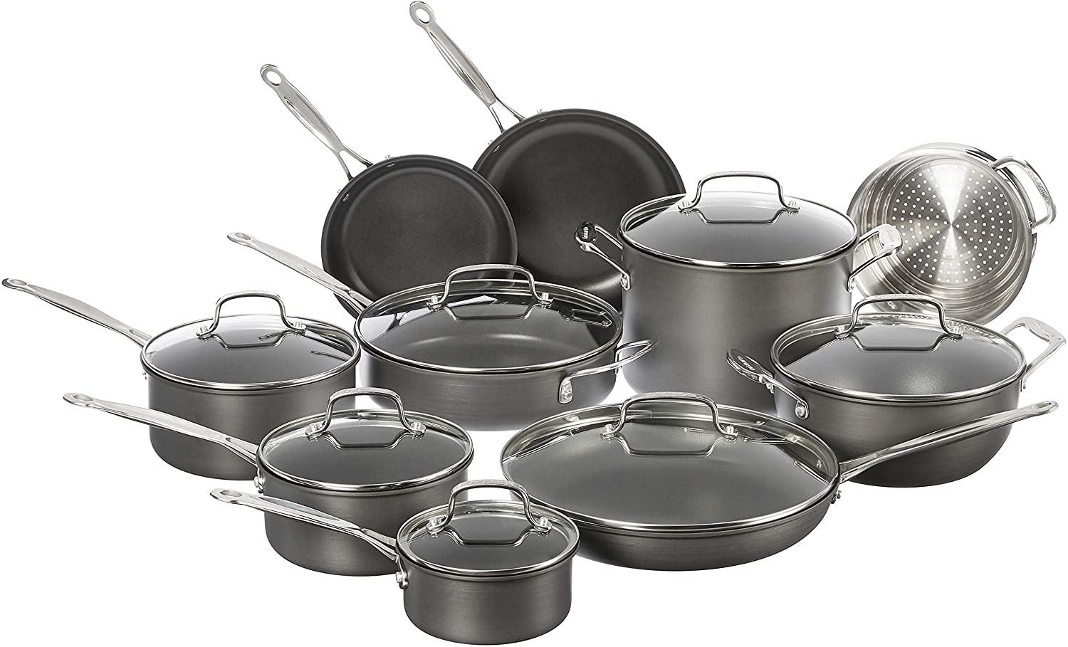 Cuisinart Chef's Classic Non-Stick Hard Anodized, 17 Piece Set, Black - JOY2ESpree