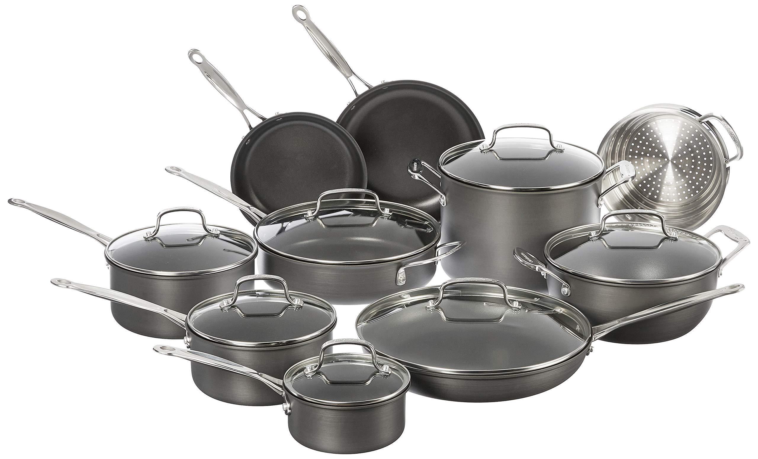 Cuisinart Chef's Classic Non-Stick Hard Anodized, 17 Piece Set, Black - JOY2ESpree