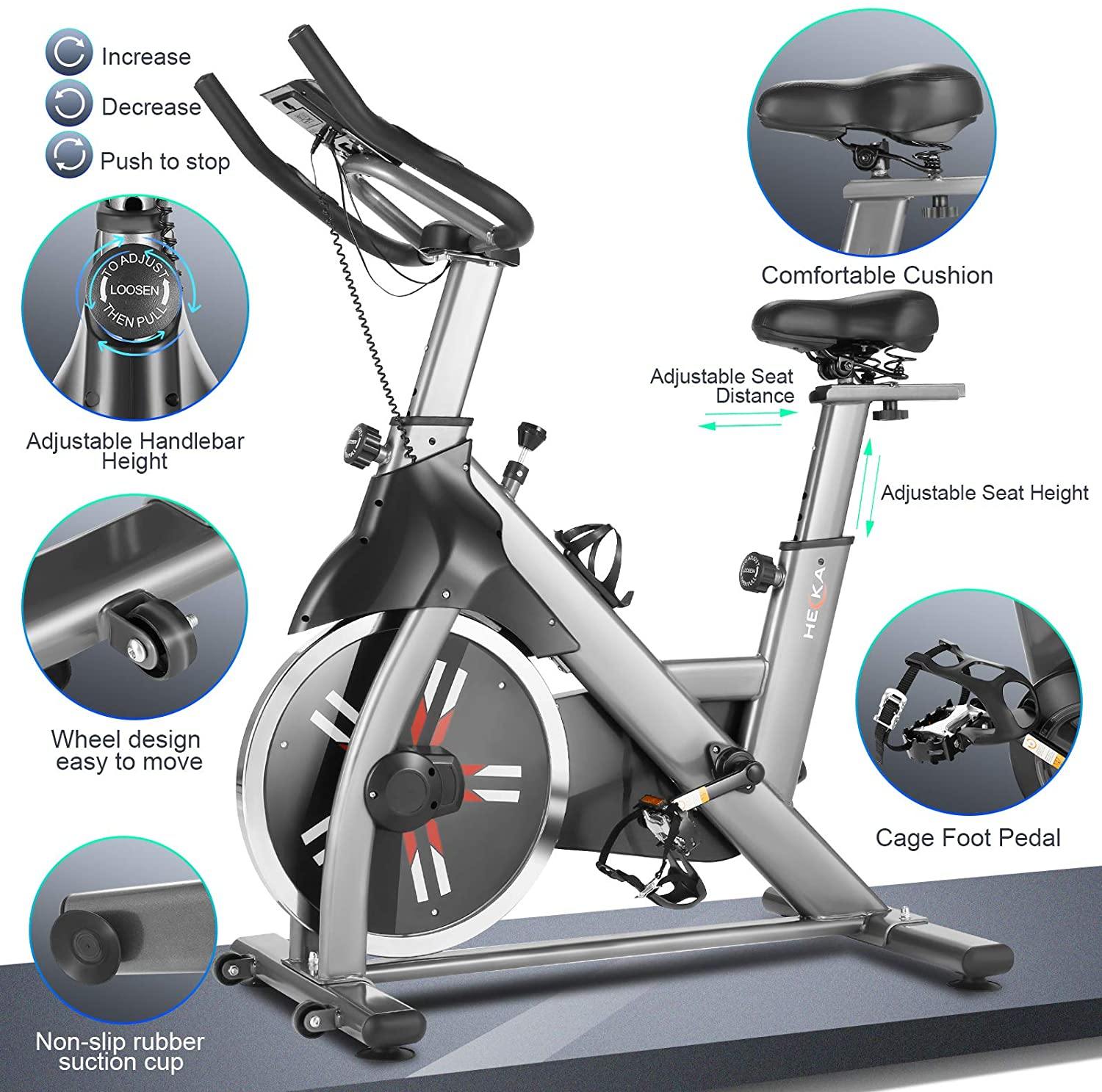 Heka Exercise Bike Indoor Cycling Bike Stationary Spin Bike 440lbs Weight Capacity - JOY2ESpree