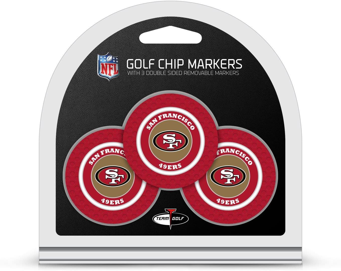 Team Golf NFL Golf Chip Ball Markers (3 Count), Poker Chip Size with Pop Out Smaller Double-Sided Enamel Markers - JOY2ESpree