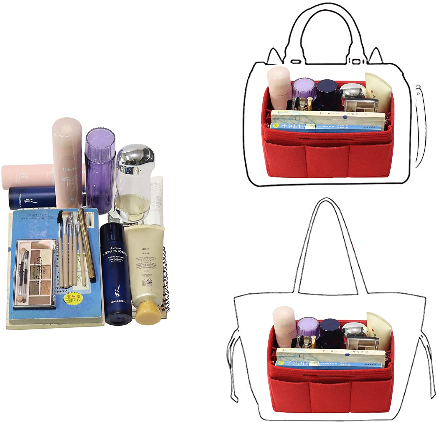 Purse Handbag Organizer Insert, MISIXILE Felt Bag Organizer with Handles