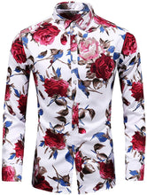 
                        
                          Load image into Gallery viewer, LEFTGU Men's Slim fit Floral Printed Beach Hawaiian Button-Down Dress Shirt
                        
                      