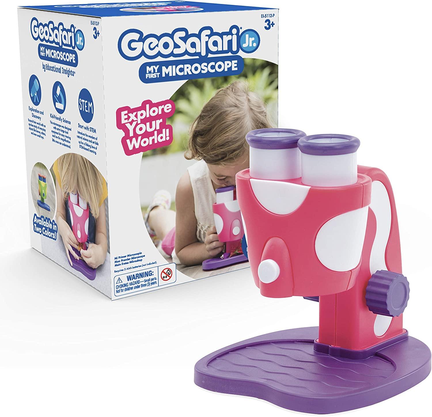 Educational Insights GeoSafari Jr. My First Microscope, Science Toys, Extra-Large Dual Eyepieces, Preschool STEM Toy, Ages 3+ - JOY2ESpree