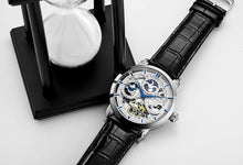 
                        
                          Muat gambar ke penampil Galeri, Stührling Original Mens Watch Stainless Steel Automatic, Skeleton Dial, Dual Time, AM/PM Sun Moon,Genuine Leather Strap 371 Watches for Men Series
                        
                      