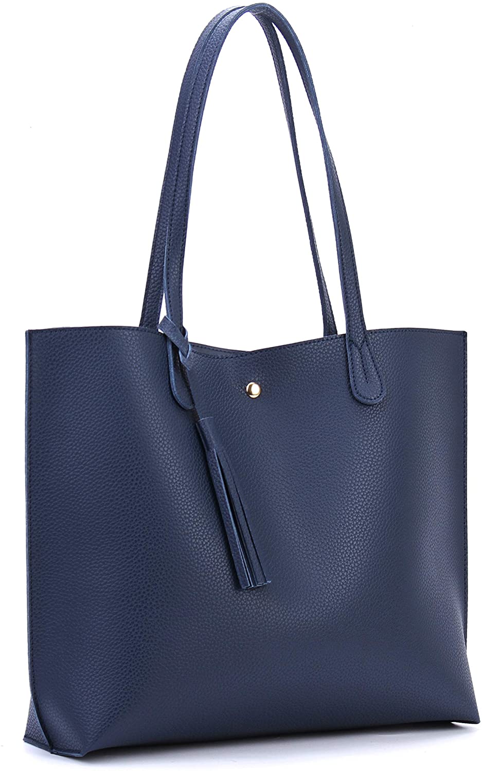 Minimalist Clean Cut Pebbled Faux Leather Tote Womens Shoulder Handbag