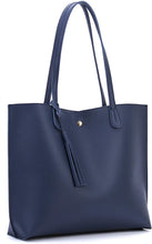 
                        
                          Load image into Gallery viewer, Minimalist Clean Cut Pebbled Faux Leather Tote Womens Shoulder Handbag
                        
                      