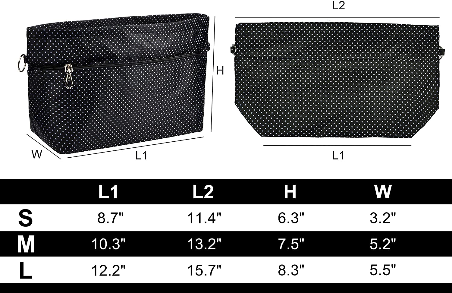 Vercord Purse Organizer Insert Bag Tote Handbags Pocketbook Inserts Organizers Zipper 11 Pockets Black Medium