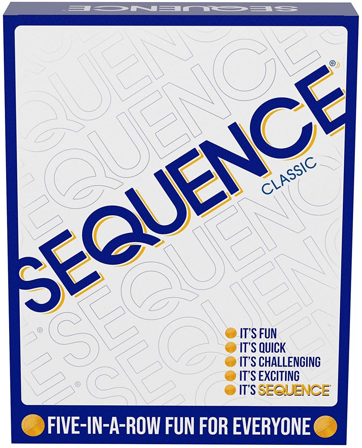 SEQUENCE- Original SEQUENCE Game with Folding Board, Cards and Chips by Jax ( Packaging may Vary ) White, 10.3" x 8.1" x 2.31" - JOY2ESpree