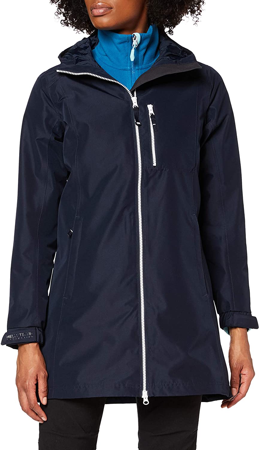 Helly-Hansen Women's Long Belfast Waterproof Windproof Breathable Raincoat Jacket With Hood