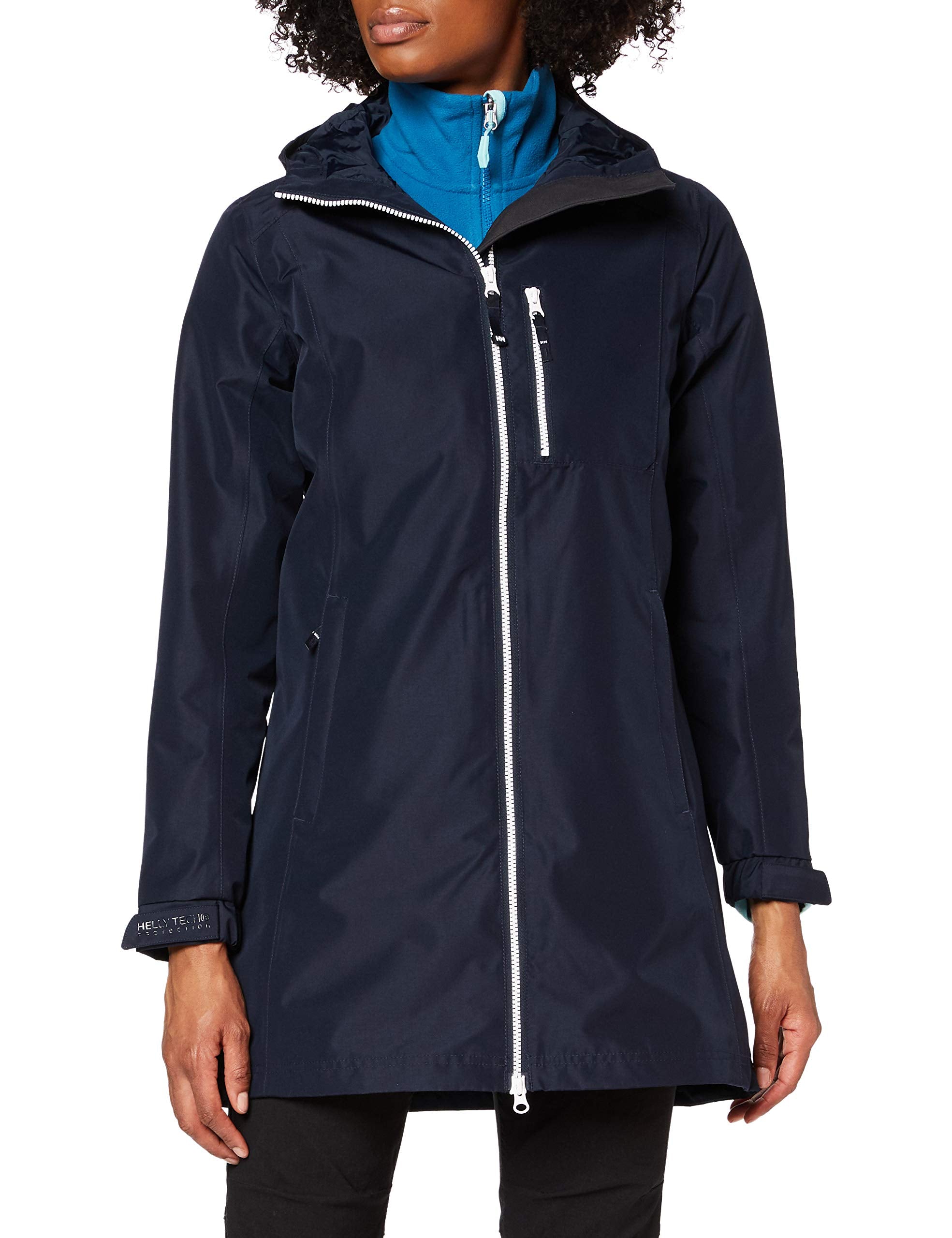 Helly-Hansen Women's Long Belfast Waterproof Windproof Breathable Raincoat Jacket With Hood